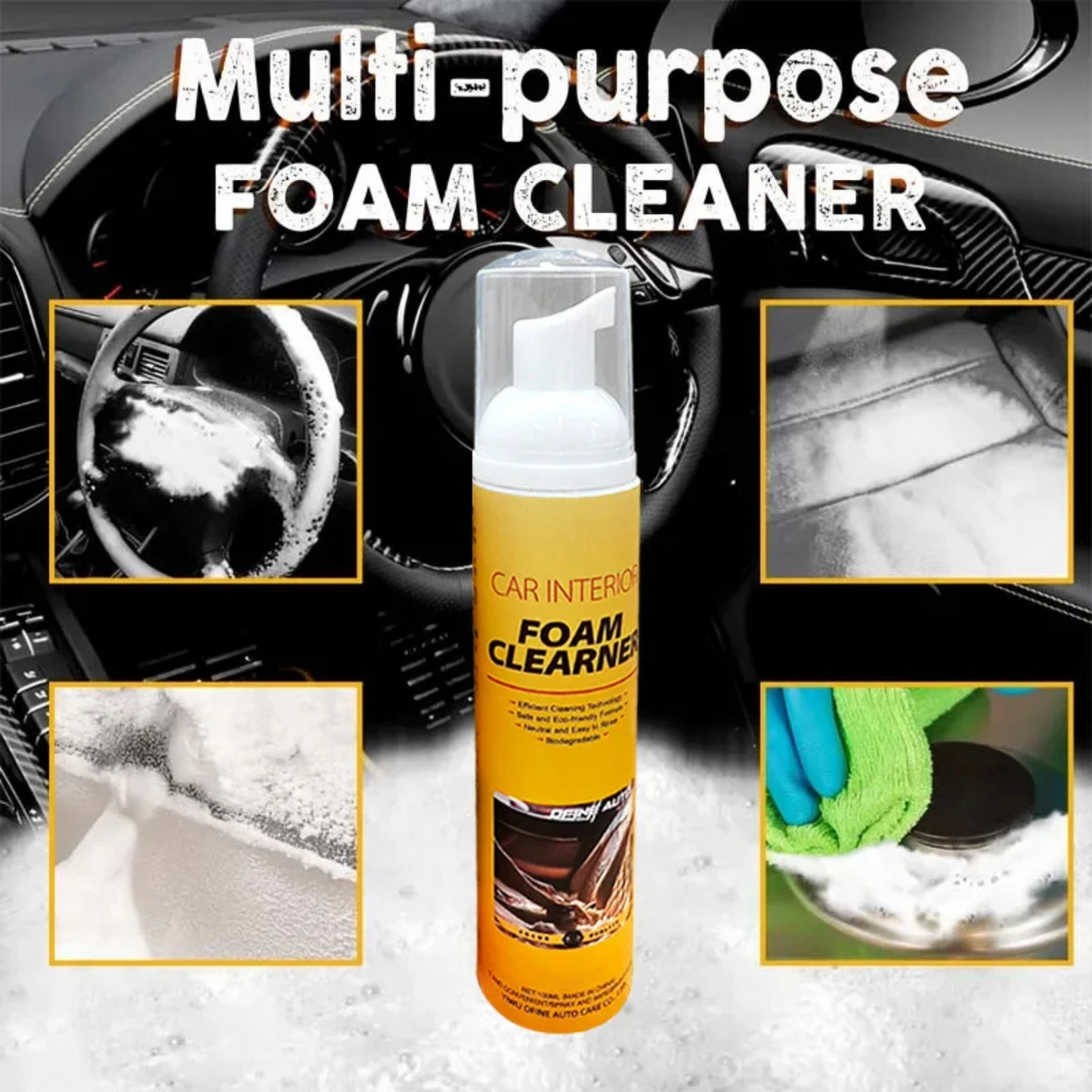 Nettoyante mousse Multi-Usages Nettoyante Intérieur de Voiture pour Intérieur de Voiture, Maison, Cuisine