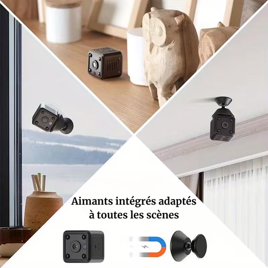 Mini caméra compacte, haute résolution, alertes de détection de mouvement, vision nocturne, enregistrement continu, pour la surveillance de votre maison et de vos biens.